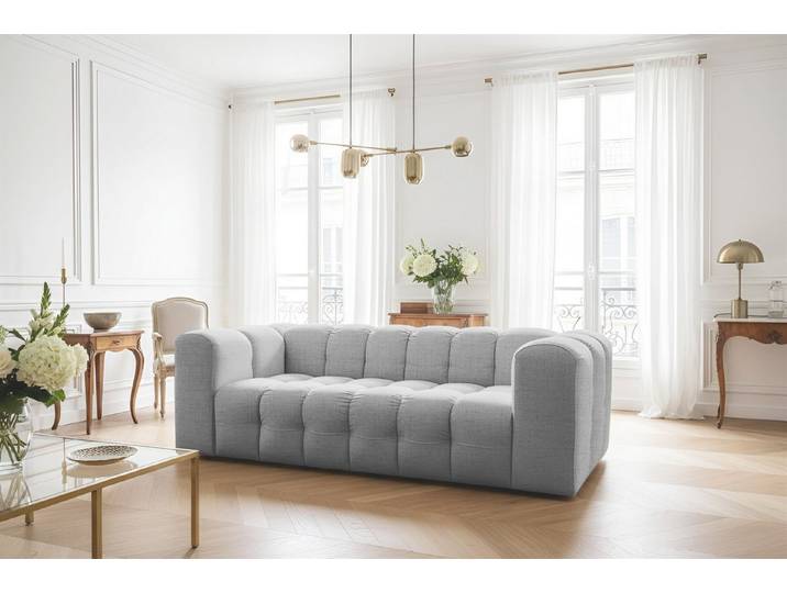 Fun Möbel 3-Sitzer Sofa Designersofa FUN LEONOR, Stoff Moly oder Tiffani, Sofa-Rücken echt bezogen