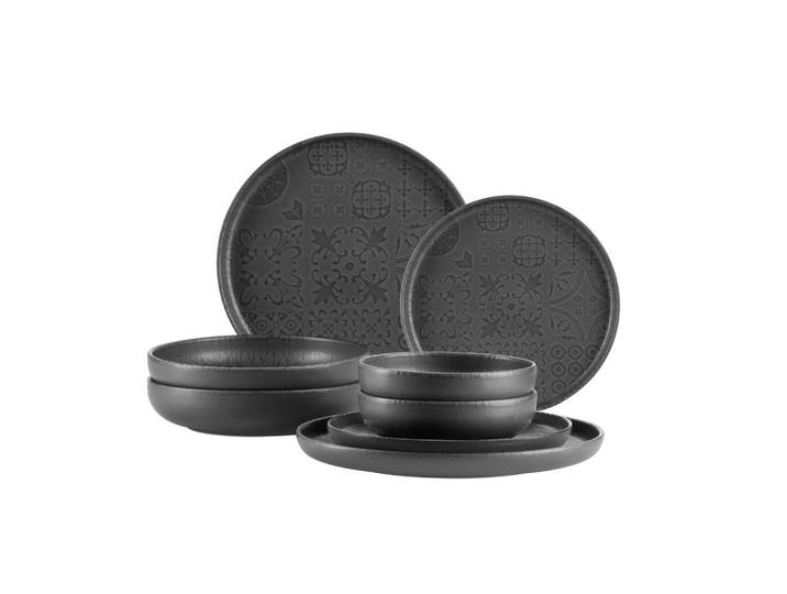 Mäser Kombiservice, Schwarz, Keramik, 8-teilig, 650 ml, Geschirr, Geschirr-Sets, Kombiservice