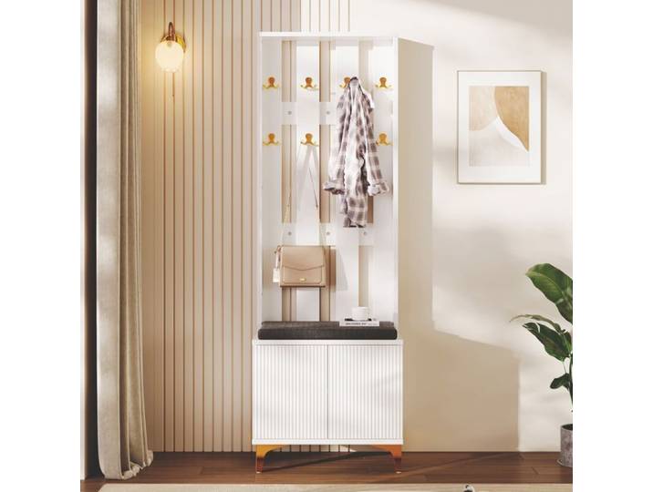 Armoire - Gutent - Multifonctionnelle - Blanc - 1 porte - 2 étagères - Style Scandinave