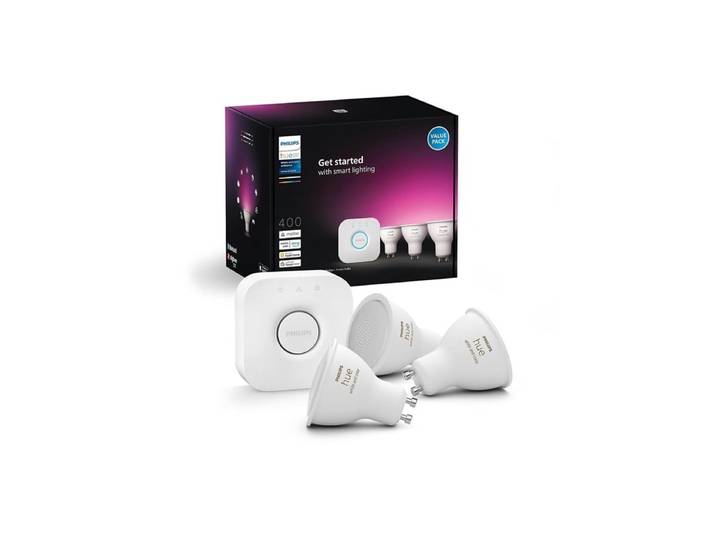 Philips Hue GU10 3-pack + Bridge Starter Kit - White & color ambience