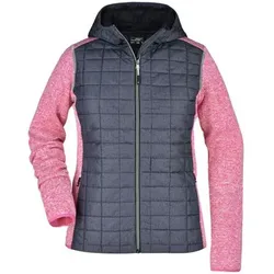 Damen Strickfleece Hybridjacke JN771, pink-melange/anthrazit-melange, Größe M - pink - M