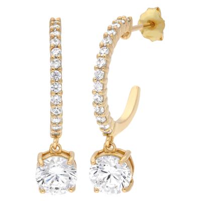 Paar Creolen FIRETTI "Schmuck Geschenk Silber 925 Ohrschmuck Ohrringe Stäbchen Form", gold (gelbgoldfarben, kristallweiß, kristallweiß), Ohrringe, Damen, Silber 925 (Sterlingsilber), mit Zirkonia (synth.)