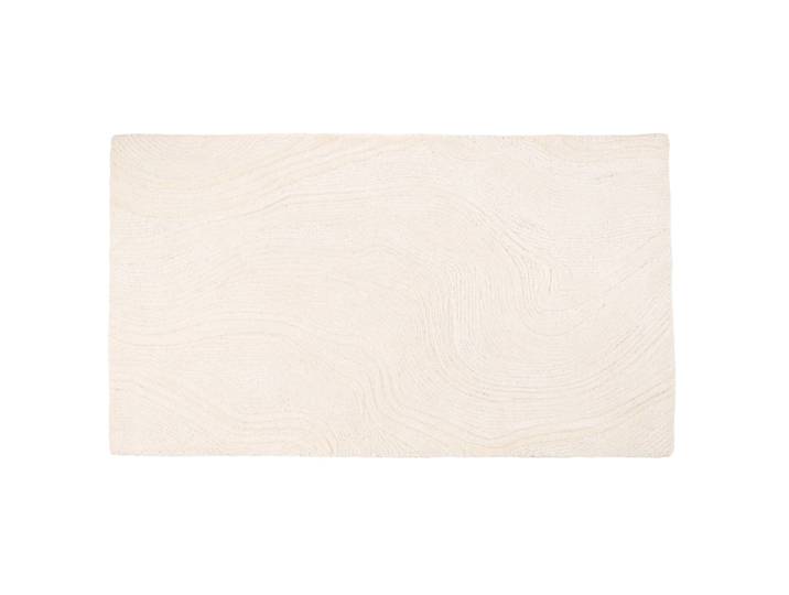 Ecrufarbener, getufteter und geschnitzter Wollteppich, 90 x 150 cm