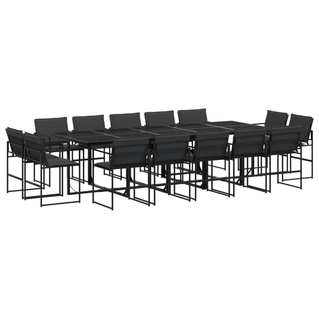 vidaXL 15-delige tuinset met kussens, zwart, textiel