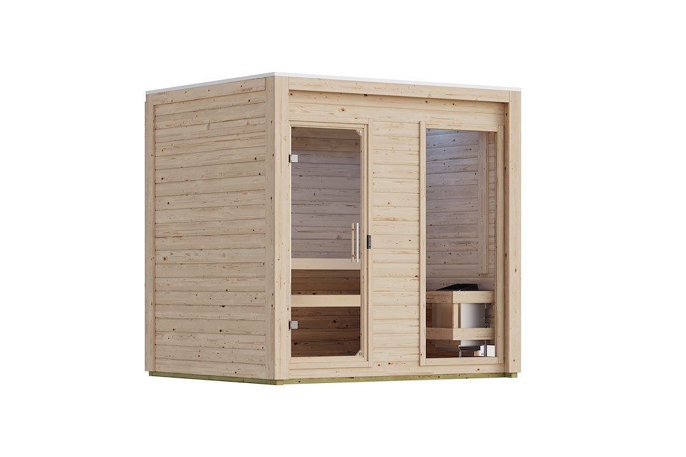 KARIBUHOLZT Sauna Hycore 2 o. Zub. natur mit Isotür 16989844