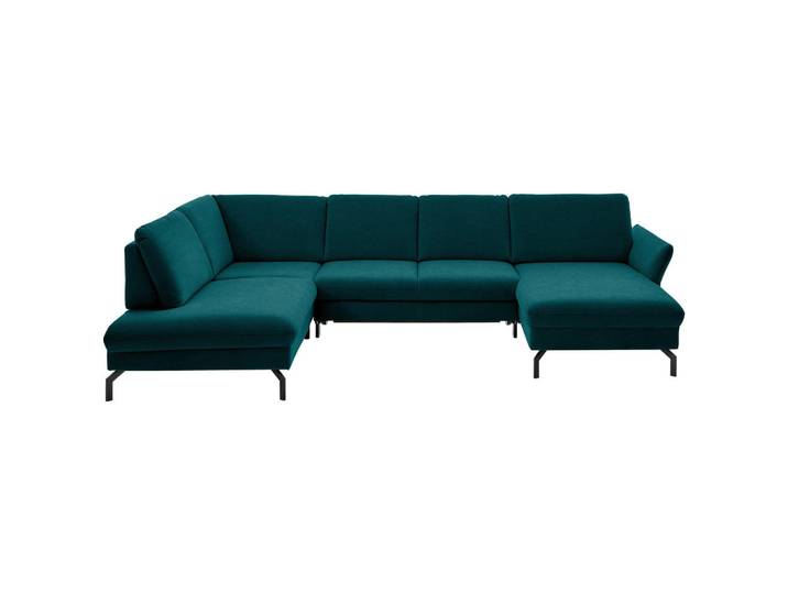 Beldomo System Wohnlandschaft, Petrol, Metall, 5-Sitzer, U-Form, 335x220 cm, Goldenes M, Stoffauswahl, Sitzqualitäten, seitenverkehrt erhältlich, individuell planbar, Wohnzimmer, Sofas & Couches, Wohnlandschaften, Wohnlandschaft U-Form