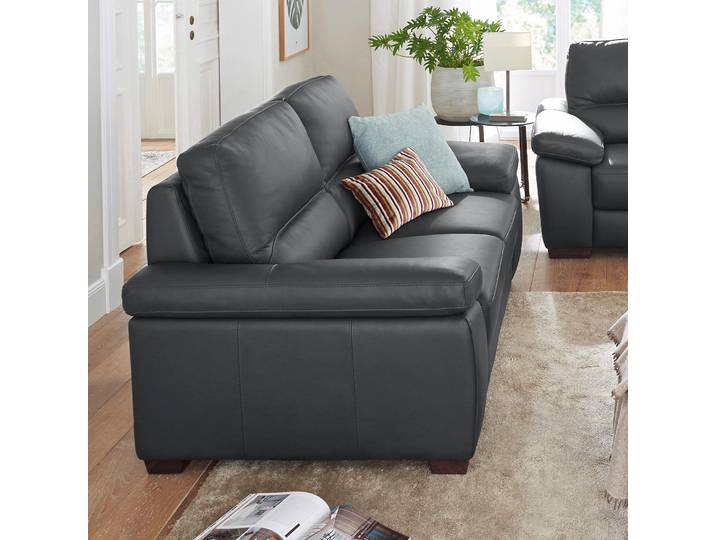 3-Sitzer CALIA ITALIA Gaia, hochwertiges Ledersofa mit erstklassigem Sitzkomfort , schwarz, B:210cm H:92cm T:97cm, Leder SORRENTO - 100% Leder;Leder BULL - 100% Leder, Sofas, 3-Sitzer, edles Design, in zwei hochwertigen Lederqualitäten
