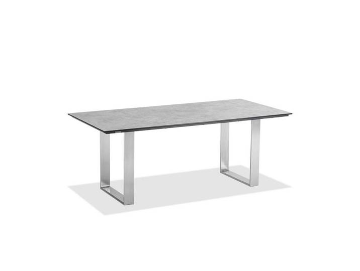 Niehoff Garden Gartentisch, Grau, Edelstahlfarben, Kunststoff, rechteckig, Kufe, 95x76x220 cm, wetterbeständig, Gartenmöbel, Gartentisch, Gartentische