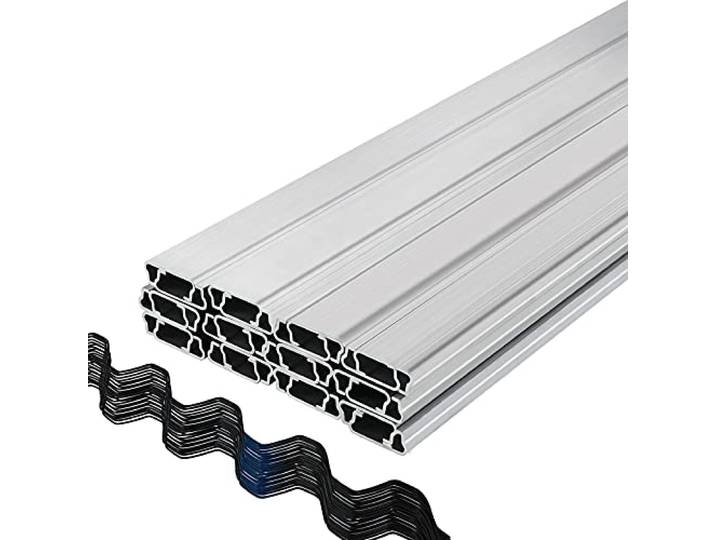 VEVOR Fil ondulé et Canal de Verrouillage\, 2 m\, Canal de Verrouillage à Ressort U pour Serre\, Lot de 40\, avec revêtement PE Canal Alliage d'aluminium pour Film Plastique\, Fixation de Tissu d'ombrage