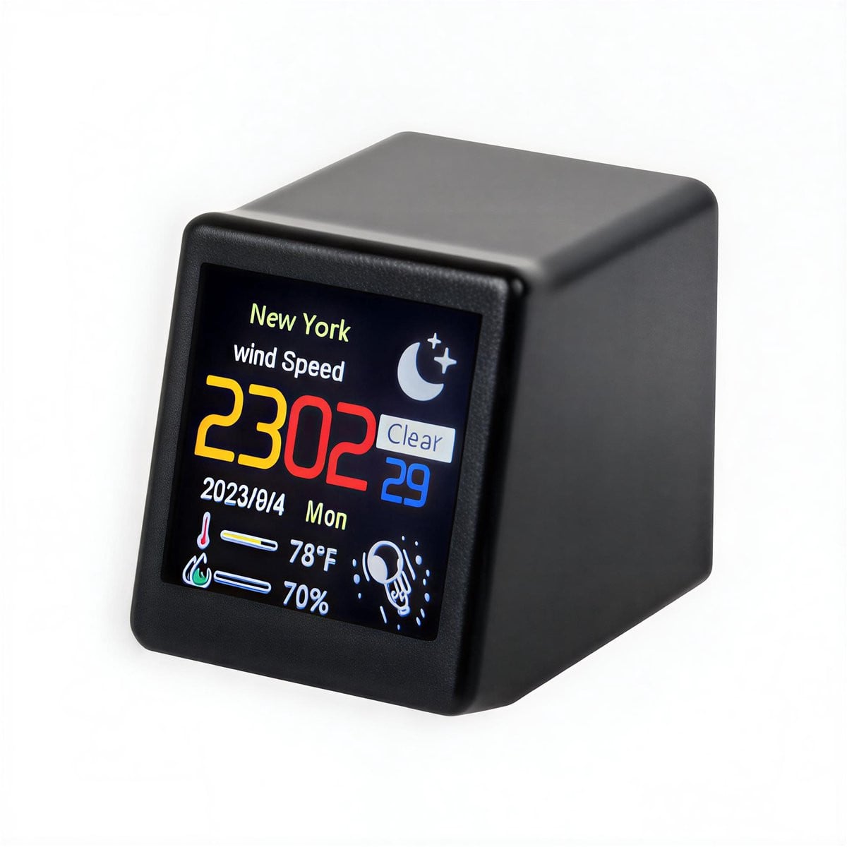 Slim Draagbaar Wifi Weerstation met Temperatuur, Vochtigheid en Hygrometer – Zwart