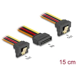 DELOCK Stromkabel SATA 15pin -> 2x SATA 15pin St/Bu/Bu 15cm