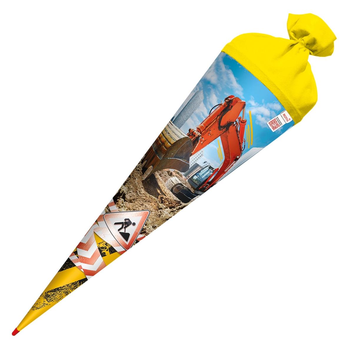 Roth Schultüte Achtung Bagger Folie rund Filzverschluss 70cm (70 cm, 1x) (71363546)
