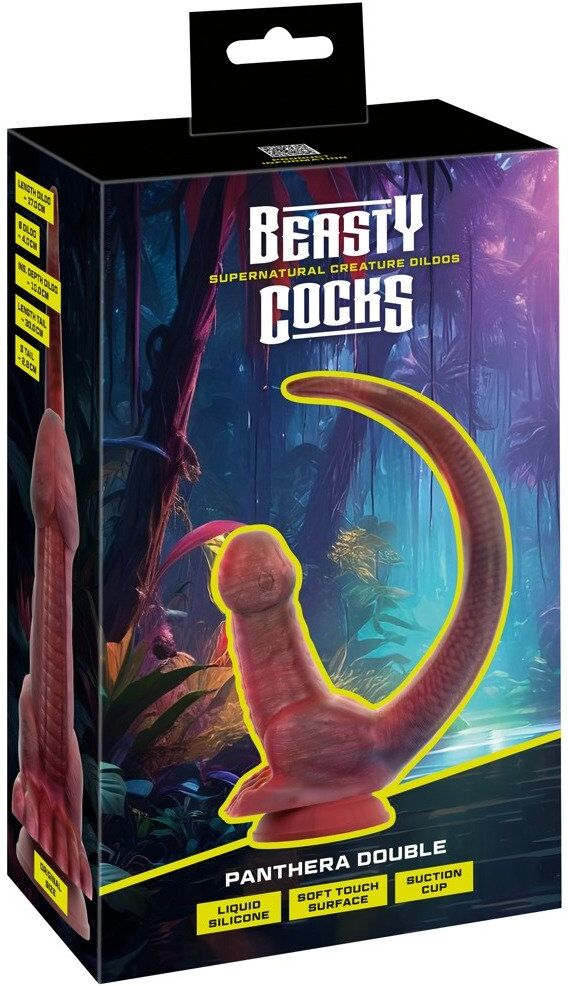 Beasty Cocks Double gode en silicone doux avec ventouse puissante