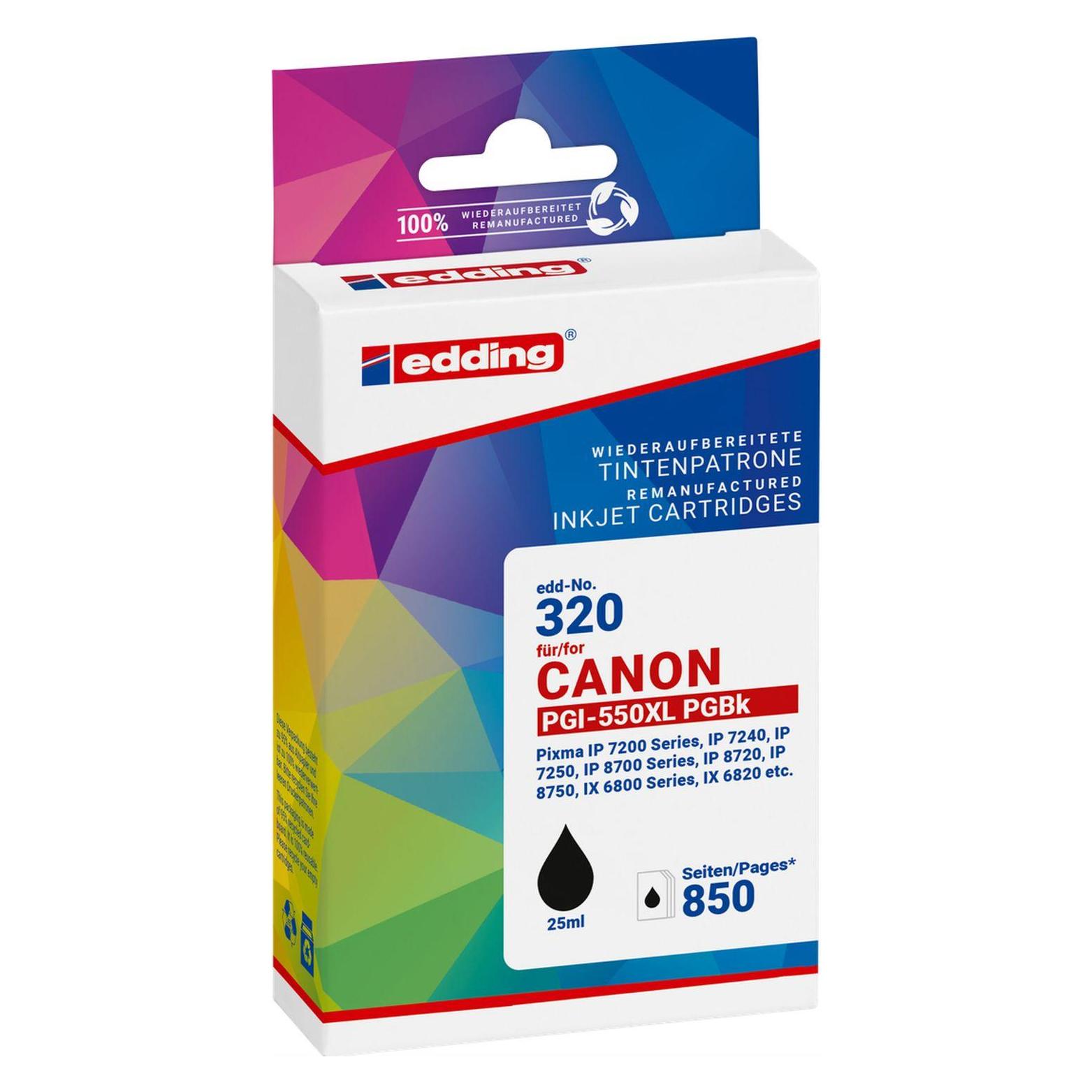 Edding EDD-320 schwarz Druckerpatrone kompatibel zu Canon PGI-550 XL (BK) (18-320/18-320-01)