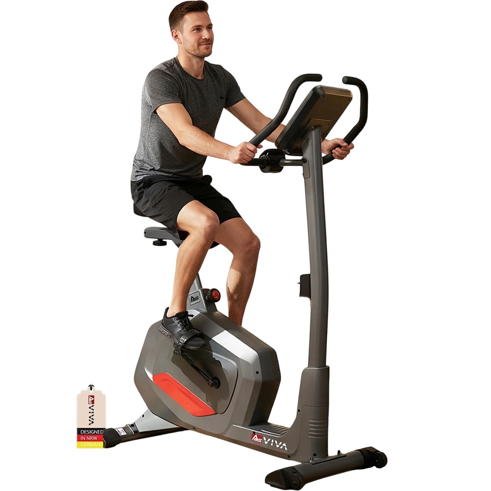 Heimtrainer Ergometer AsVIVA H22 Fitnessbike leise mit Bluetooth App Widerstand für Zuhause grau