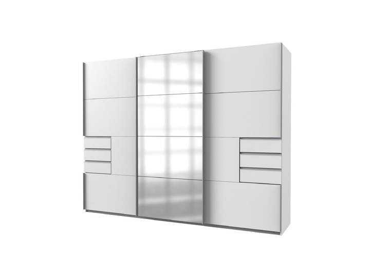Schwebetürenschrank weiß mit Spiegel - 270 cm - SAIGON