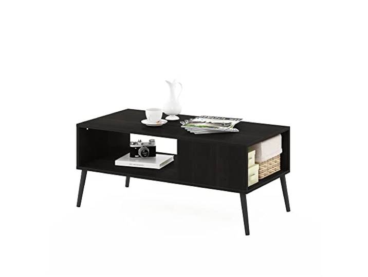 Furinno Claude Couchtisch im Mid-Century-Stil mit Holzbeinen, Espresso