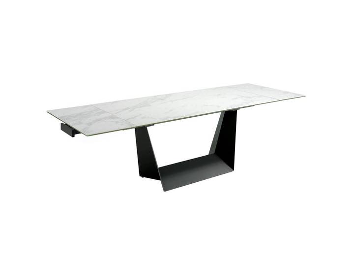 Angel Cerda Esstisch Ausziehbarer Esstisch Rechteckig porzellanmarmor aus schwarzer Stahl 180/90/75 cm, Schwarz, Weiß, Metall, Essen/Getränk, Rechteckig,Rechteckig, 180x75x90 cm, Esszimmer, Esstische