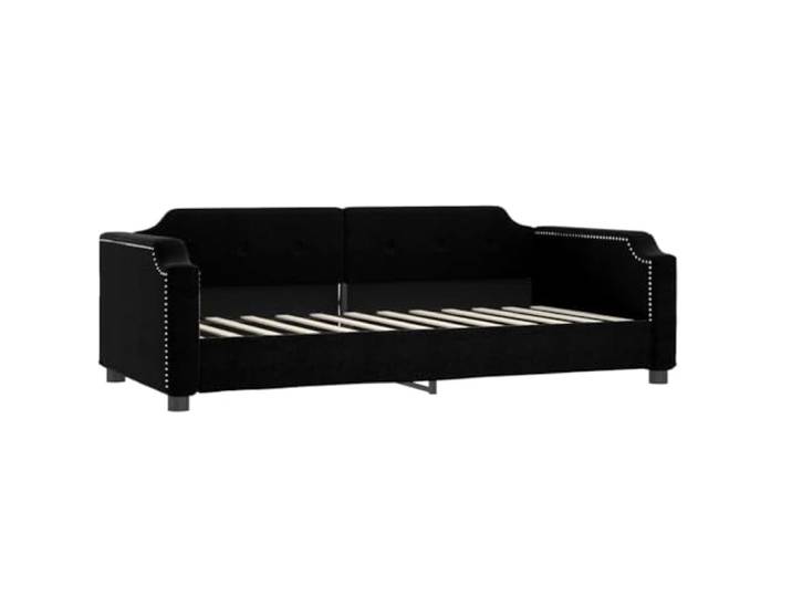 KTHLBRH Schlafsofa mit Matratze, schwarz, 80 x 200 cm, aus Stoff Gestell aus Holz und Metall, komfortabler Schaumstoff, Lattenrost-Design, für Gäste