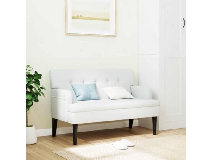 VIHHQGC Sitzbank mit Rückenlehne Weiß 112x65,5x75 cm Kunstleder Kunstleder, schmutzabweisend, Kautschukholzbeine, Sperrholzgestell, 110 kg pro Sitzplatz