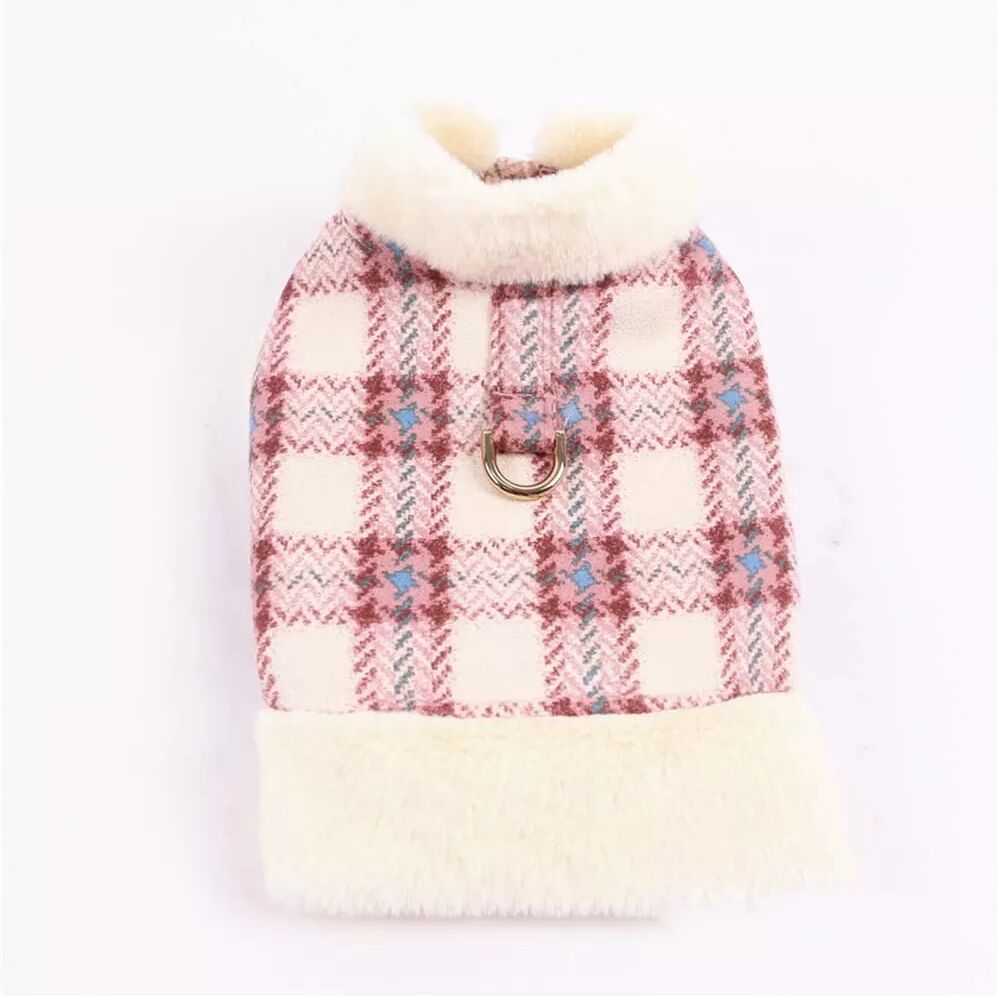 INF Kariertes Plüsch-Haustierweste Warme Jacke - Gemütliches Winteroutfit für kleine Hunde S