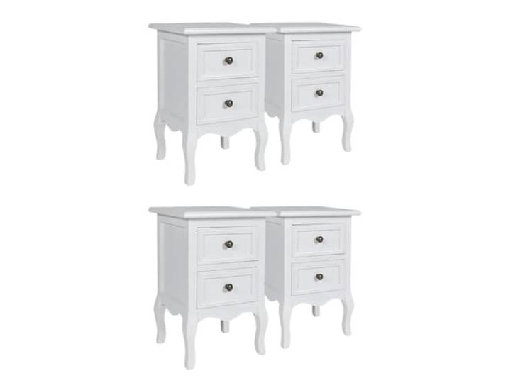 Helloshop26 Nachttisch Nachttisch Kommode Schrank Schlafzimmer 4-teilig mit 2 Schubladen MDF Weiß 1402187