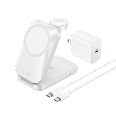Anker Prime Wireless Charging Station (3-in-1, MagGo, AirCool, Foldable) Radiant White