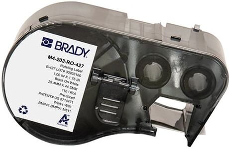 Brady M4-203-RO-427 etiquetas de vinil laminado preto sobre branco 25,40 mm x 44,45 mm