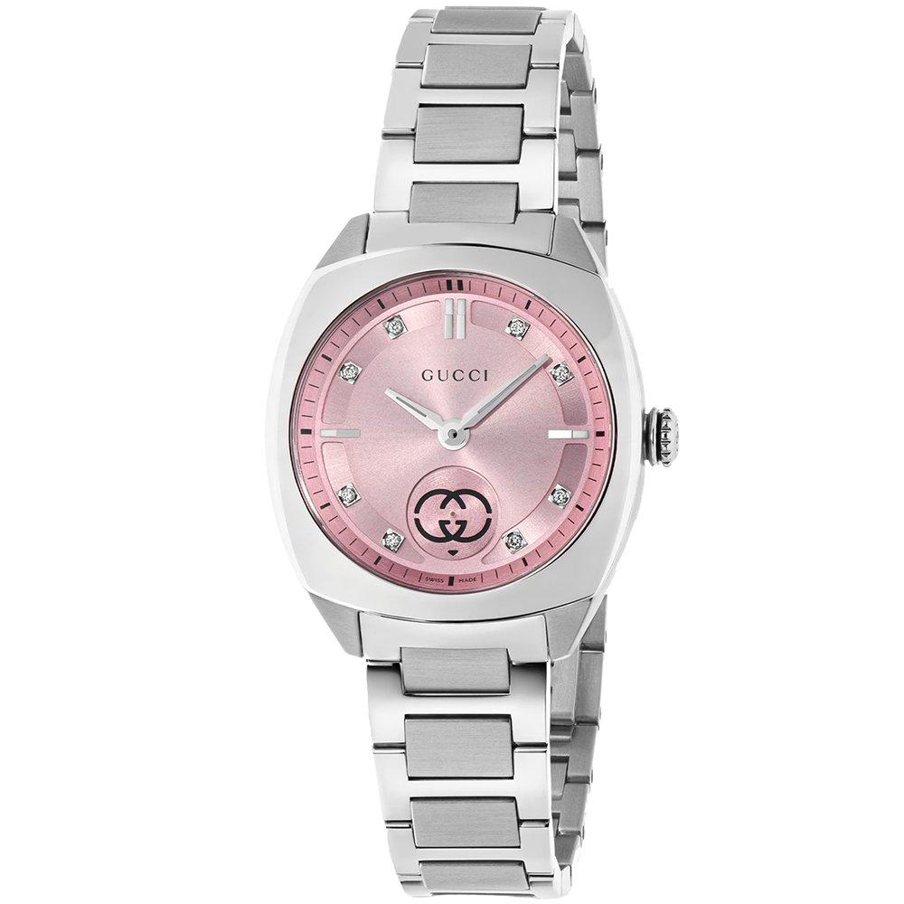 Gucci Interlocking Quarz Damenuhr 29mm - Eleganter silberner Zeitmesser