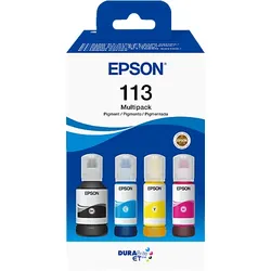 EPSON EcoTank 113 4-er Pack Nachfülltinte Black, Yellow, Cyan, Magenta (C13T06B640)