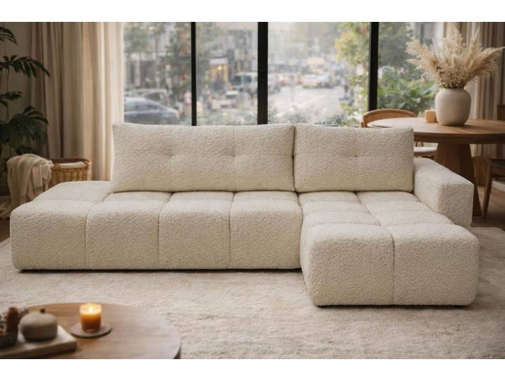 Compleo Ecksofa boucle, 275 cm breit, Wolken-Ecksofa, Liegefläche: 140x205
