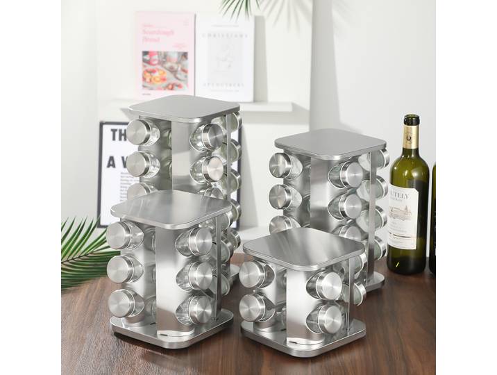 Étagère à épices à plateau rotatif, nouveau Style, avec bouteille ronde, organisateur de cuisine en acier inoxydable, armoire de garde-manger pour le stockage d'assaisonnement