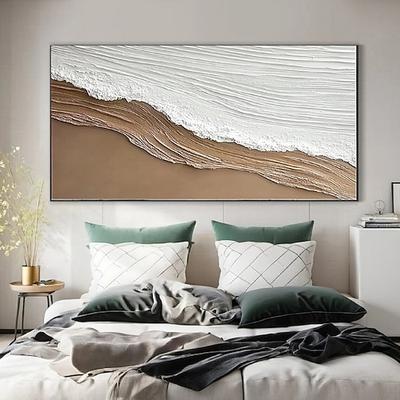 Original weiße Ozean Welle Kunst Strand abstrakte Malerei weiße Wand Kunst braun 3D Struktur Malerei braun Strand Wand Kunst moderne Pastell Zimmer Dekor