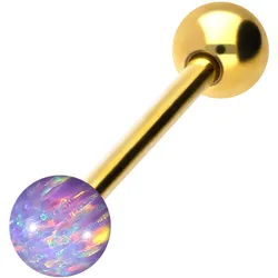 Chirurgenstahl Barbell SYNTHETISCHER OPAL + CHIRURGENSTAHL-KUGEL