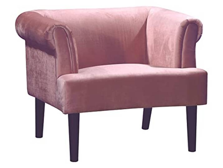 Atlantic Home Collection Sessel CHARLIE, Samt, Armlehnenstuhl mit Massivholzfüßen, Rosa, 74 x 86x 70