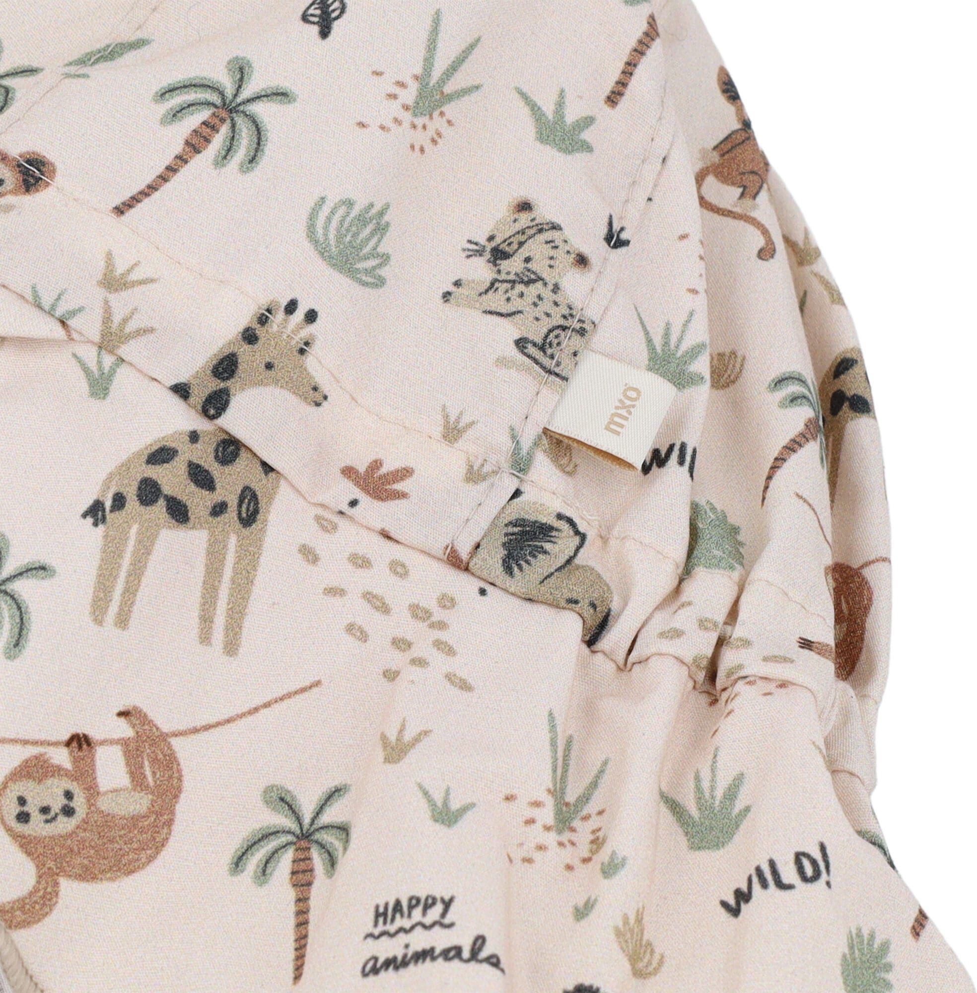 Schirmmütze MAXIMO, Jungen, Gr. 47, beige (erdnuss, dschungeltiere), Web, Obermaterial: 100% Baumwolle, Mützen Schirmmütze, Beige, Dschungeltiere, Nackenschutz, Bindeband, Unisex