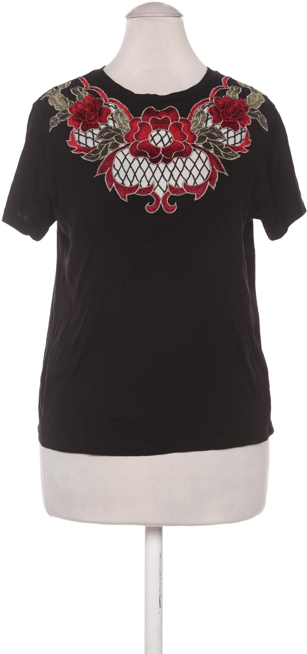 Topshop Damen T-Shirt, Schwarz, Gr. EU 34, Baumwolle / Modal - Second Hand