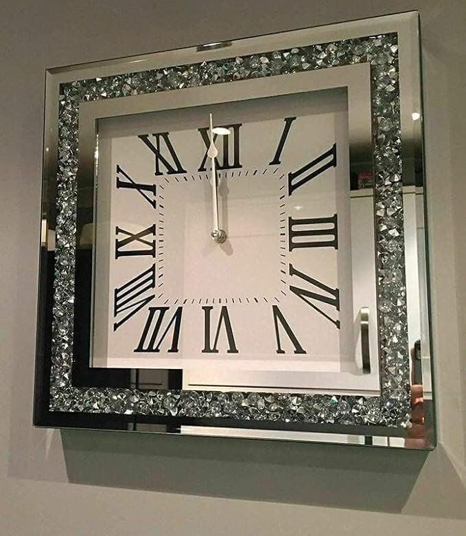 Canora Grey Glass Analogue Wall Clock Silver 35cm W X 35cm H X 3.81cm D