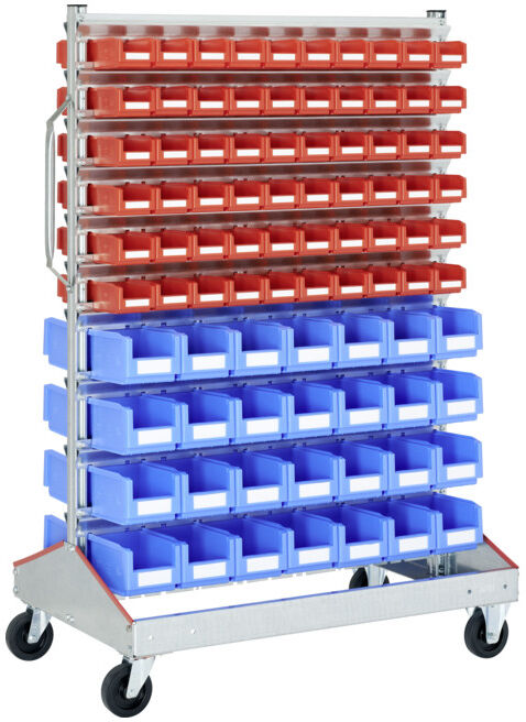Racks mobiles p 710 Racks mobiles galvanisés Bito bacs bleu et rouge (19522)