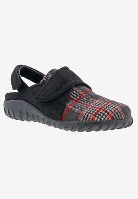 Women's Breezy Convertible Slingback Mule by Drew in Black Plaid Fabric (Size 6 M)