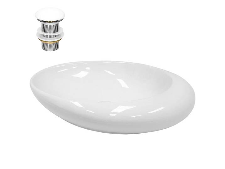 LuxeBath Waschbecken, Weiß, Keramik, 37.5x14.5x58.5 cm, Badezimmer, Waschbecken & Armaturen, Waschbecken