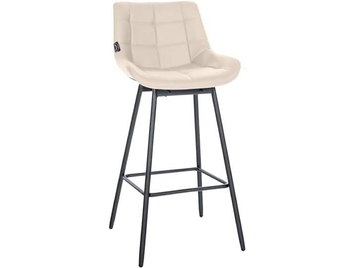 CLP Barhocker mit Lehne Weston, Barstuhl drehbar 180° Schwenkfunktion, Sitz gepolstert, Metallgestell stabil, Farbe: Creme, Material: Kunstleder
