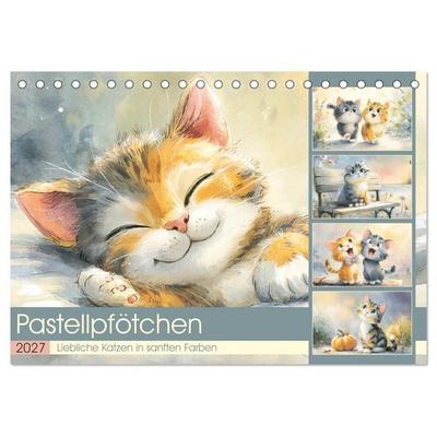Pastellpfötchen. Liebliche Katzen in sanften Farben (Tischkalender 2027 DIN A5 quer), CALVENDO Monatskalender