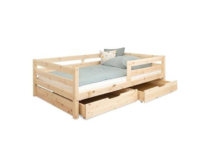 Ehrenkind® Kinderbett Sona mit Doppelschublade aus massivem Kiefernholz Natur 90x200 cm