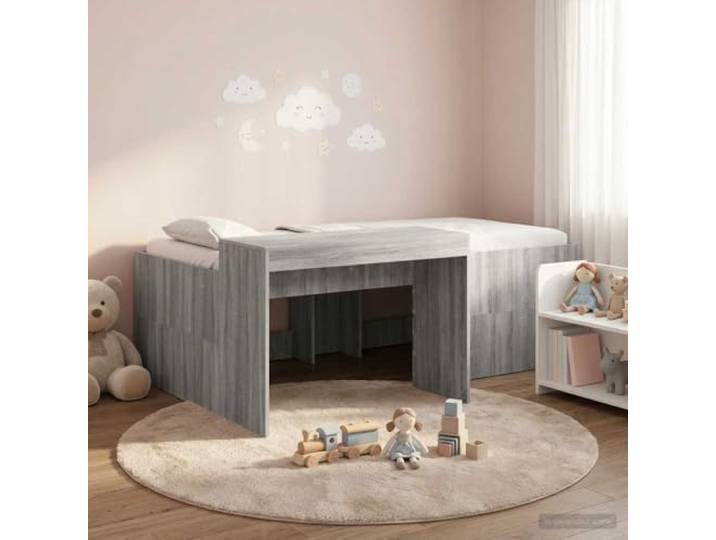 RJPLMFV Hochbett, Holz, 75 x 190 cm, Sonoma Integrierter Schreibtisch, robuste Latten, handwerkliches Eichen-Finish, einfache Montage