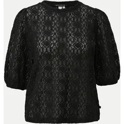 Kurzarmshirt mit Lochmuster Schwarz XS