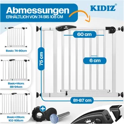 Kidiz, Schutzgitter, auch als Schutzgitter für Treppen, Auto Close, Kinder Treppengitter (81 - 94 cm)