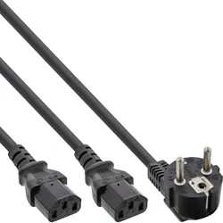 InLine Netz-Y-Kabel, 1x Schutzkontakt ST zu 2x Kaltgeräte ST, 1m