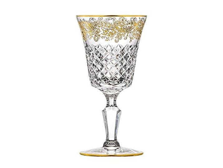 ARNSTADT KRISTALL Rotweinglas Arabeske (18,5 cm) - Kristallglas mundgeblasen · von Hand geschliffen · Handmade in Germany · inkl. 24 Karat Goldrand
