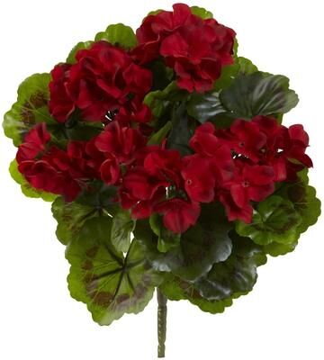 Nearly Natural Geranium Artificial Bush UV Resistant (Indoor/Outdoor) (Set of 4)